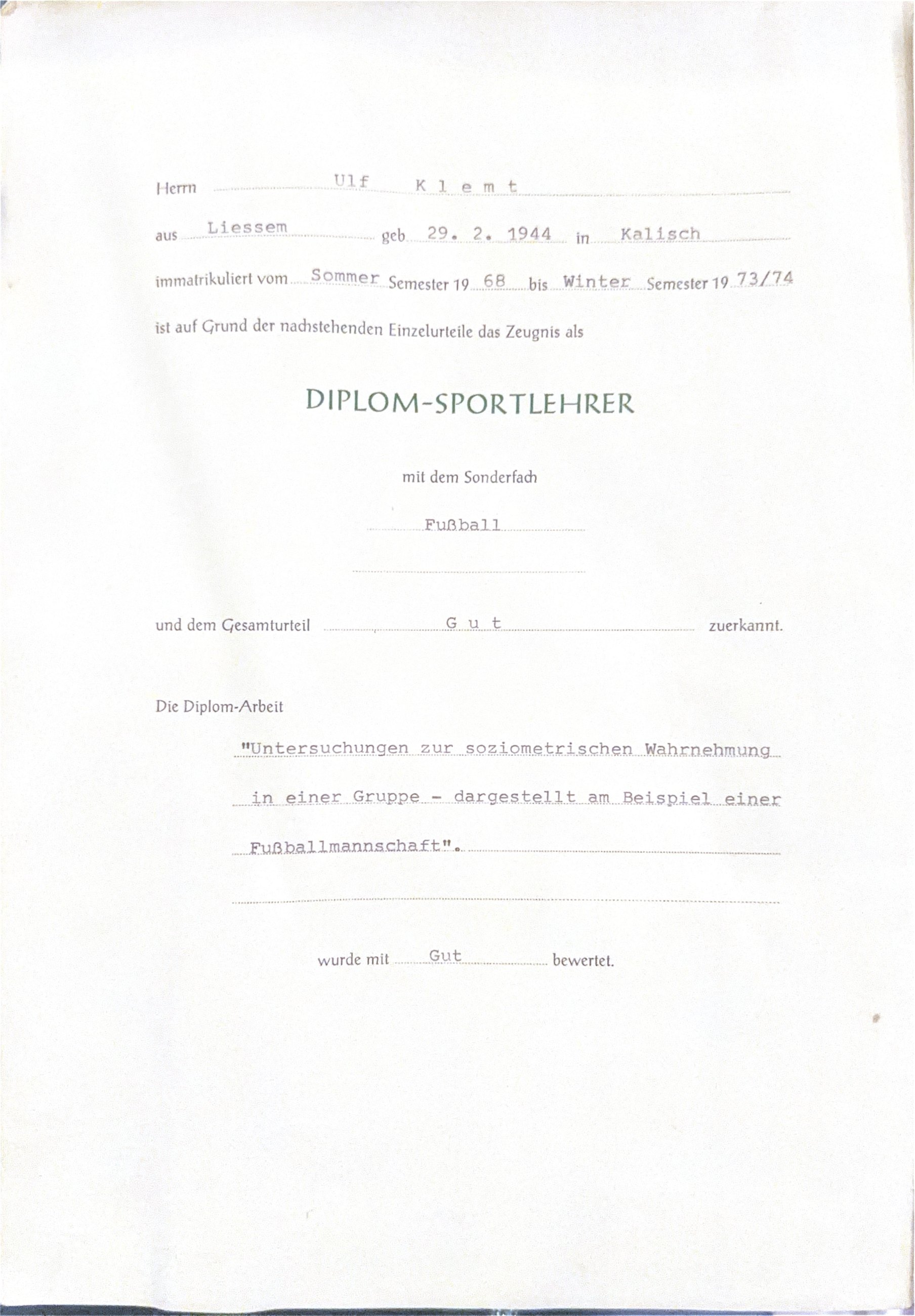 Diploma de Diplom-Sportlehrer