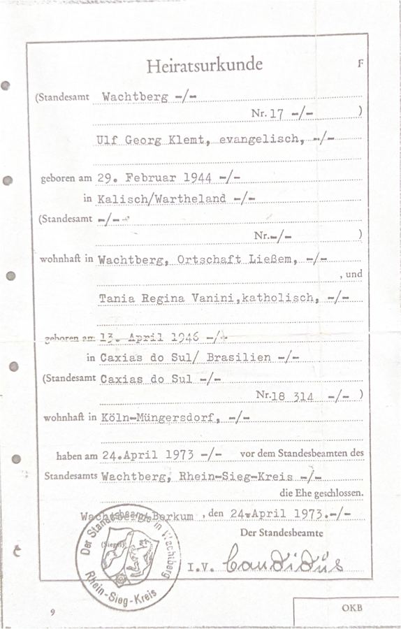 Documento original: Casamento com Tânia Regina Vanini